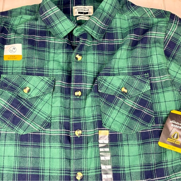 NWT Eddie Bauer Workwear Plaid Flannel Shirt - Picture 2 of 4